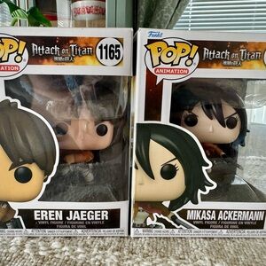 Funko Pop Attack on Titan Eren and Mikasa 1165 1166 New in Box